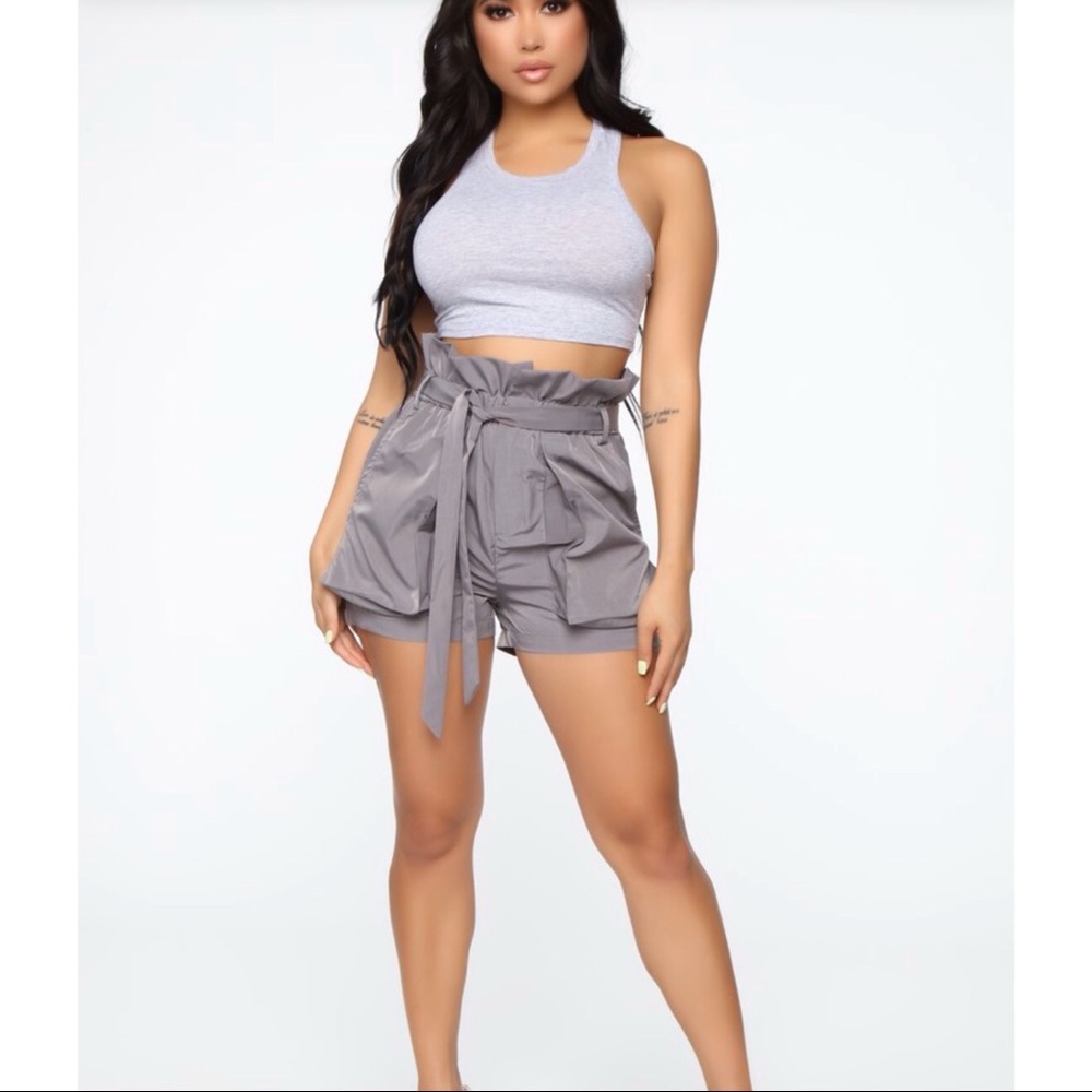 Grey Reflective Tie Front Shorts!